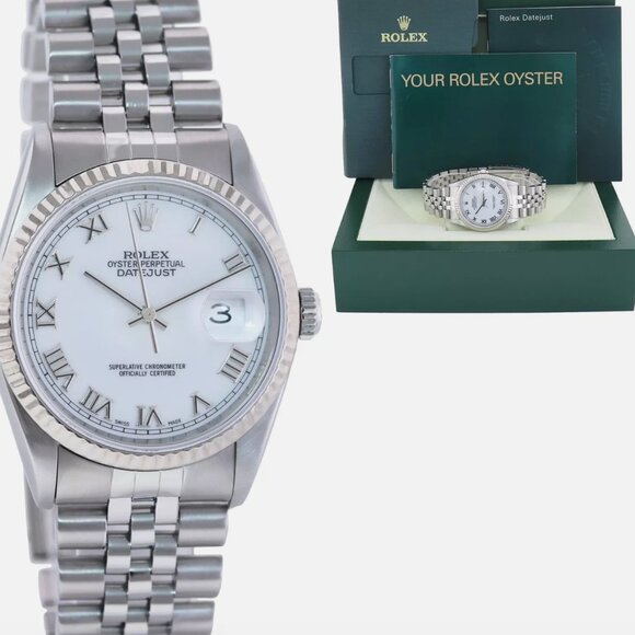 MINT! Rolex 36mm White Men's Roman Watch - Picture 2 of 6